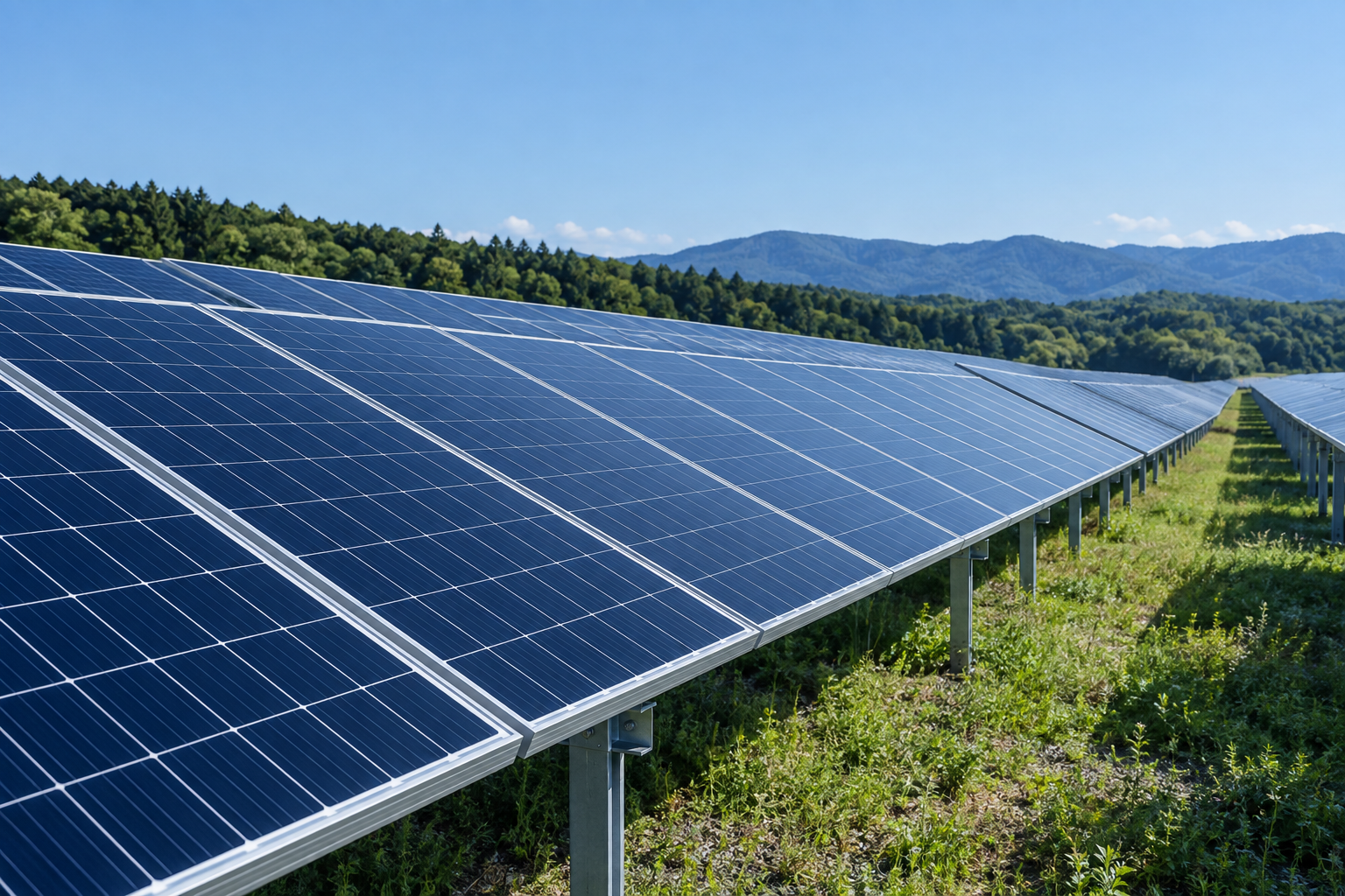 太陽光発電設備のパネル列(生成画像)